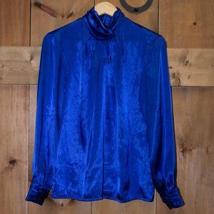 Perfect Blue Faux Silk Top